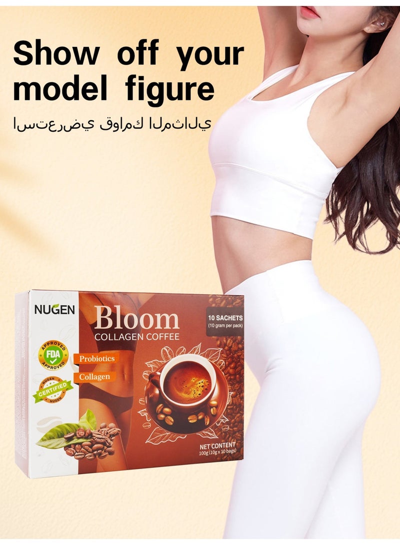 نوجن قهوة بلوم بالكولاجين - قهوة تجميل عضوية 100% مع الكولاجين ومضادات الأكسدة والبروبيوتيك - تدعم مرونة البشرة وإشراقها وصحتها اليومية | 10 أكياس - Image 3